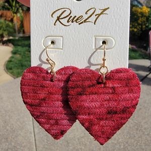 Leatherette Tie Dye Heart Earrings